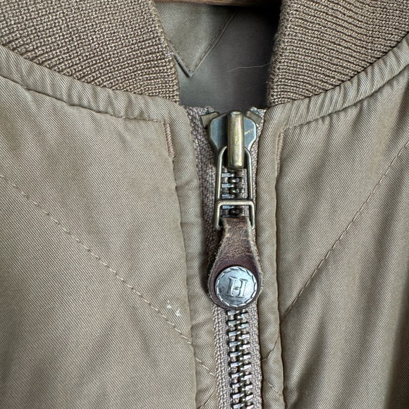 Tommy Hilfiger L Men’s Quilted Brown Camel Bomber Full Zip Jacket - Picture 11 of 15